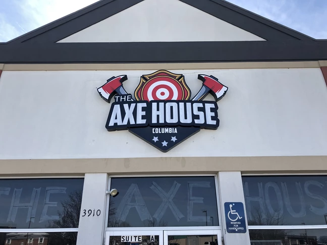 This dimensional and dynamic street sign was made for Axe House.